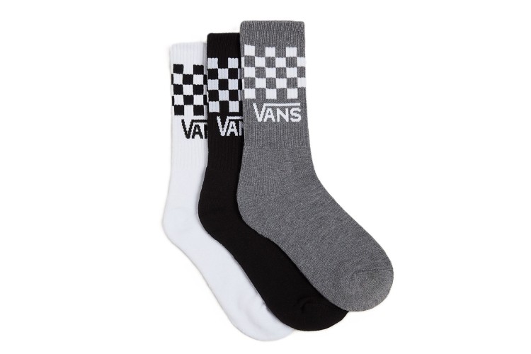 Vans Boys Classic Crew Socks - UK 1/5 - White/Black/GreyCheckerboard