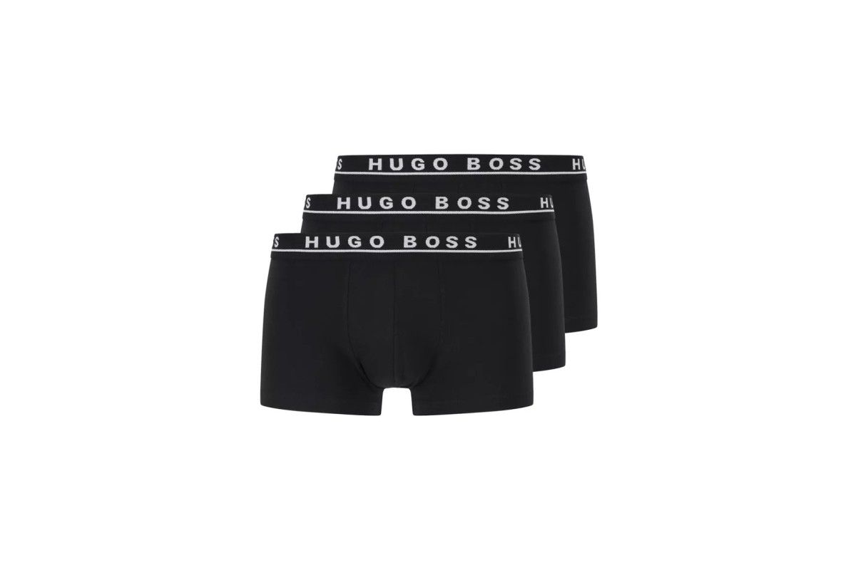 Hugo Boss 3 Pack Organic Cotton Stretch Boxer/Trunk - All Black Pack -  Hardedge Online