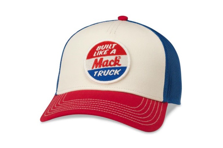 American Needle Built Like a Mack Trucker Cap - Ivory/Red/Royal