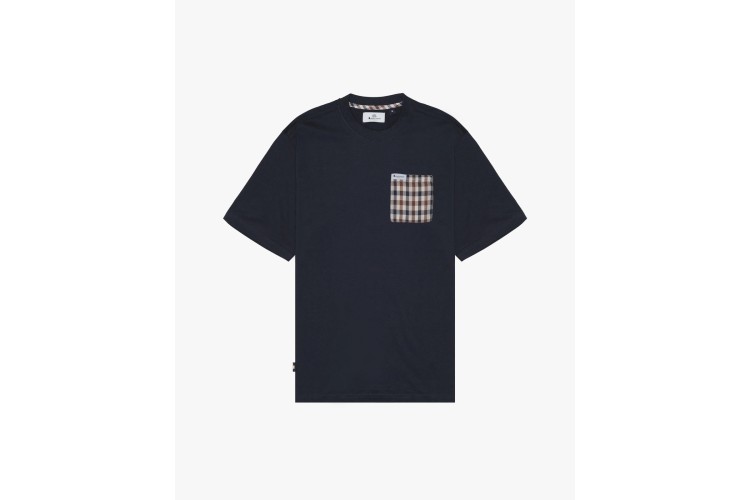Aquascutum Active Club Check Details T-Shirt - Navy