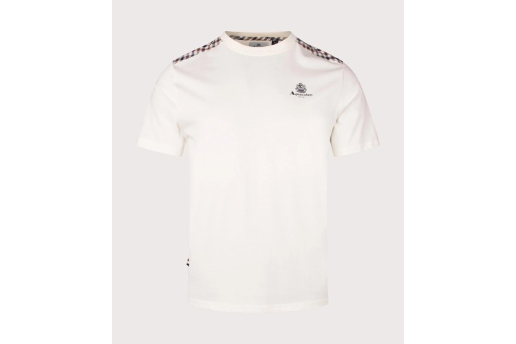 Aquascutum Active Club Check Details T-Shirt - Old White