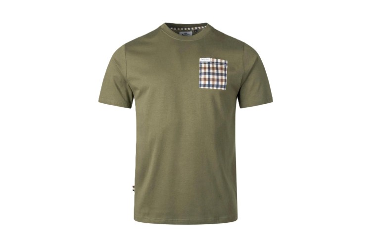 Aquascutum Active Club Check Pocket T-Shirt - Army Green