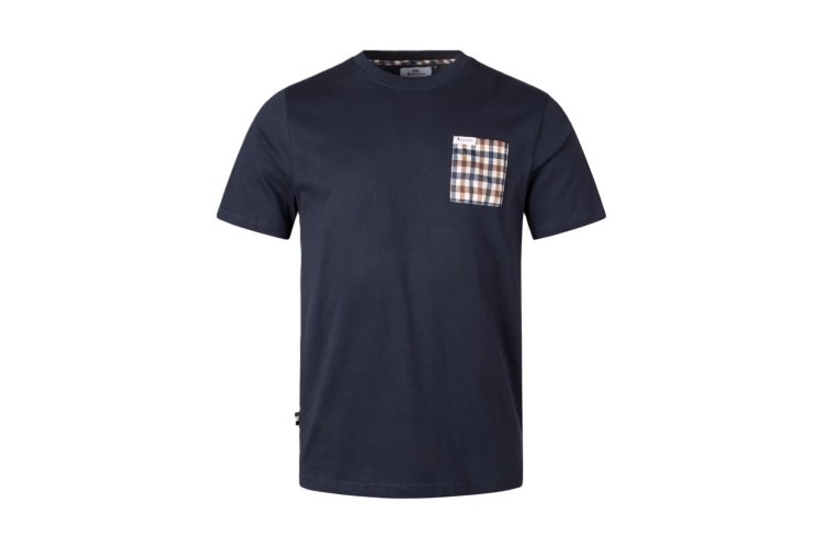 Aquascutum Active Club Check Pocket T-Shirt - Navy