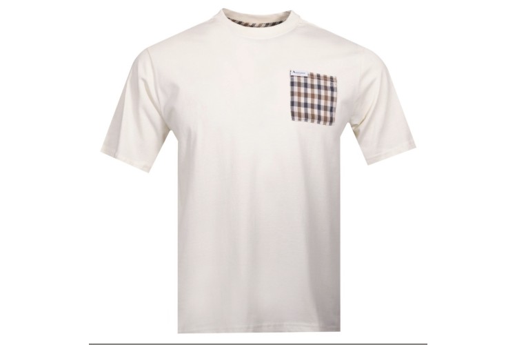 Aquascutum Active Club Check Pocket T-Shirt - Old White
