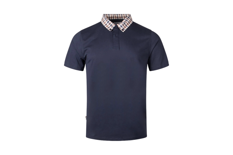 Aquascutum Active Supima Club Check Rib Polo - Navy