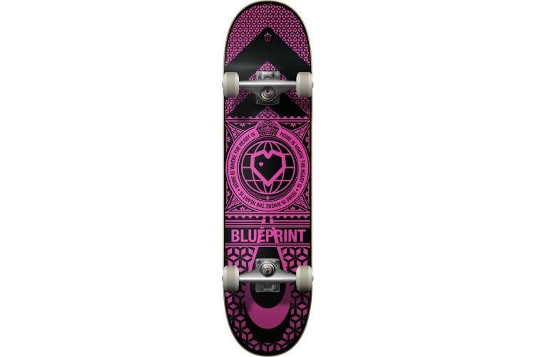 Blueprint Home Heart Black/Pink Skateboard Complete - 7.75