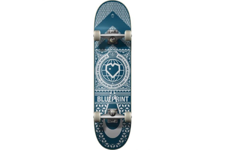 Blueprint Home Heart Navy/White Skateboard Complete - 8.0