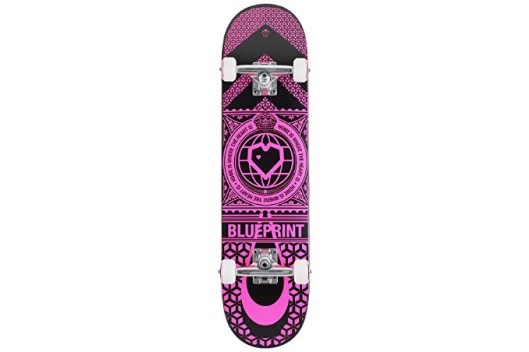 Blueprint Home Heart Pink/Black Skateboard Complete - 7.75