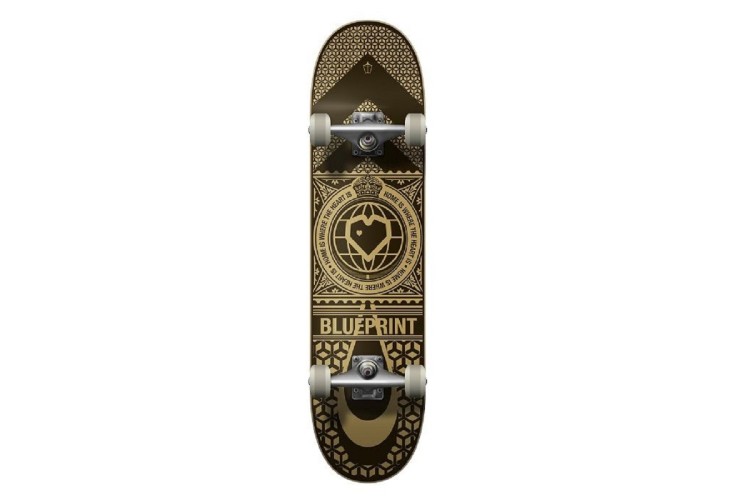 Blueprint Home Heart Black/Gold Skateboard Complete