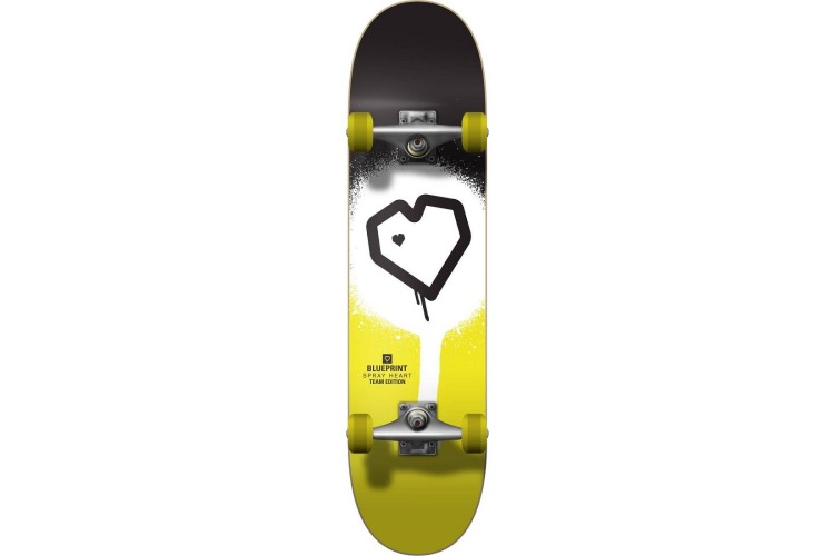 Blueprint Spray Heart Black/Yellow Skateboard Complete - 7.25
