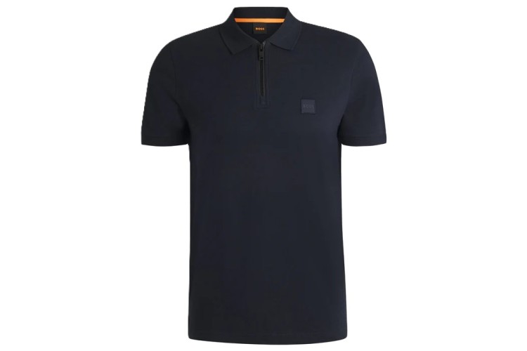 BOSS Passerzip Logo S/S Polo - Dark Blue