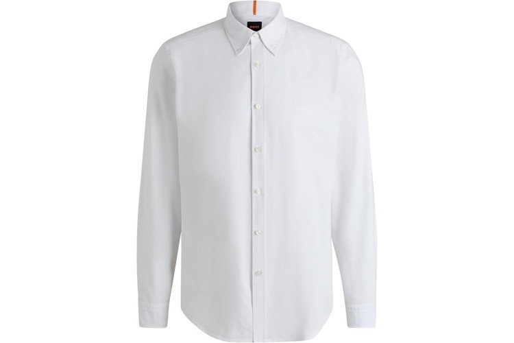 BOSS Rickert Oxford Regular Fit L/S Shirt - White