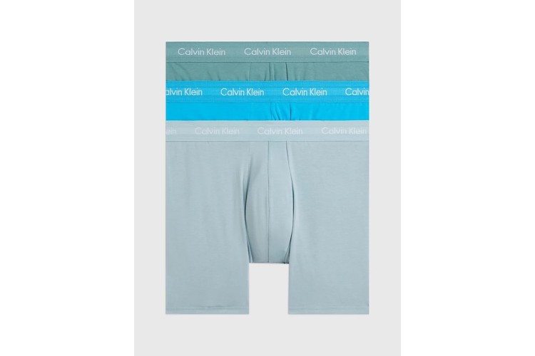 Calvin Klein 3 Pack Cotton Stretch Boxer Briefs - Vivid Blue/Arona/Sagebush Green