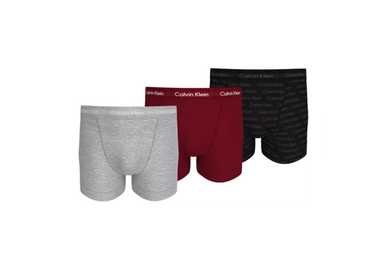 Calvin Klein 3 Pack Cotton Stretch Trunk - GrHeathr/Jberry/MeshLogo