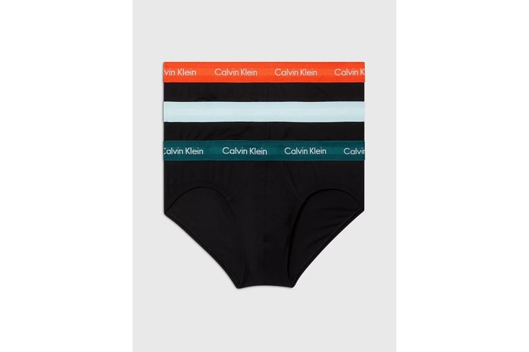 Calvin Klein 3 Pack Cotton Stretch Wicking Hip Briefs - B-June Bug/Stratos/Cherry Kiss