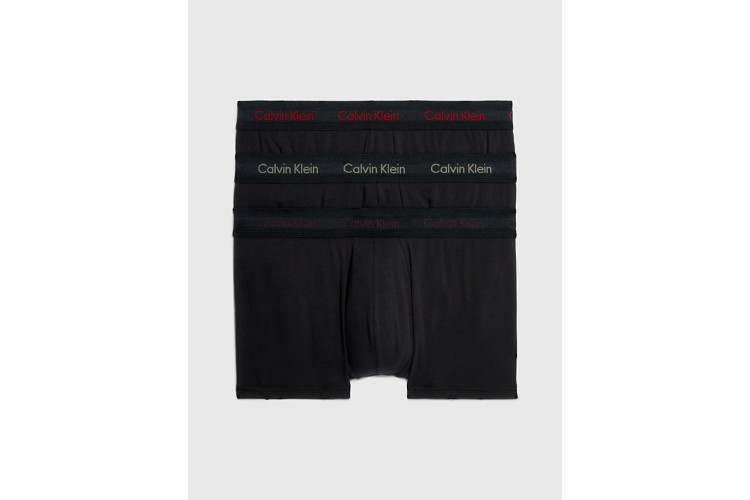Calvin Klein 3 Pack Low Rise Trunks - Black / Pewter Plum Fuschia