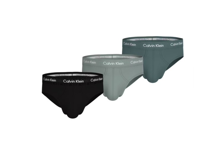 Calvin Klein 3PK Cotton Stretch Hip Briefs - Black/Shade/SltTurq