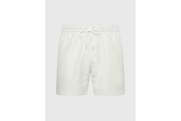 Calvin Klein Logo Tape Medium Drawstring Swim Shorts - Chalk