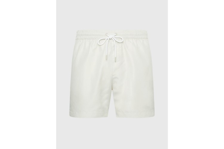 Calvin Klein Logo Tape Medium Drawstring Swim Shorts - Chalk