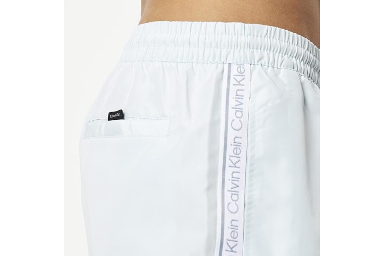 Calvin Klein Logo Tape Medium Drawstring Swim Shorts - Ice Storm