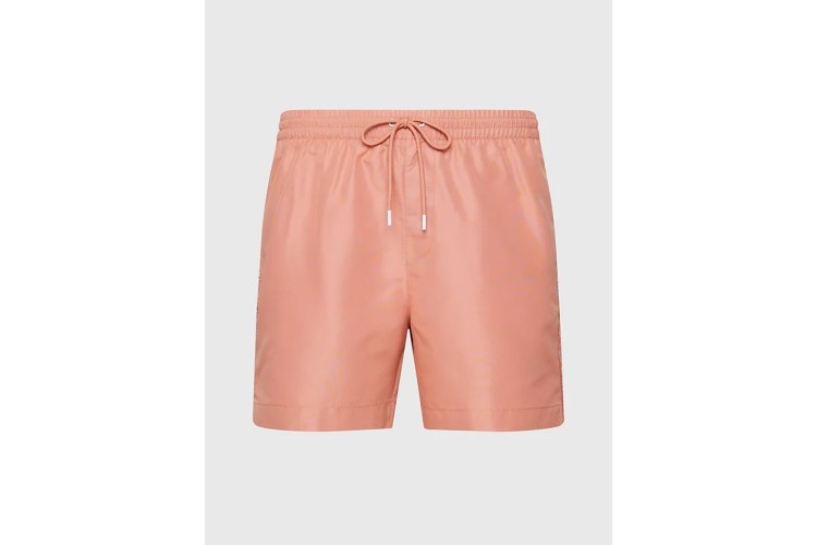 Calvin Klein Logo Tape Medium Drawstring Swim Shorts - Clay Pink