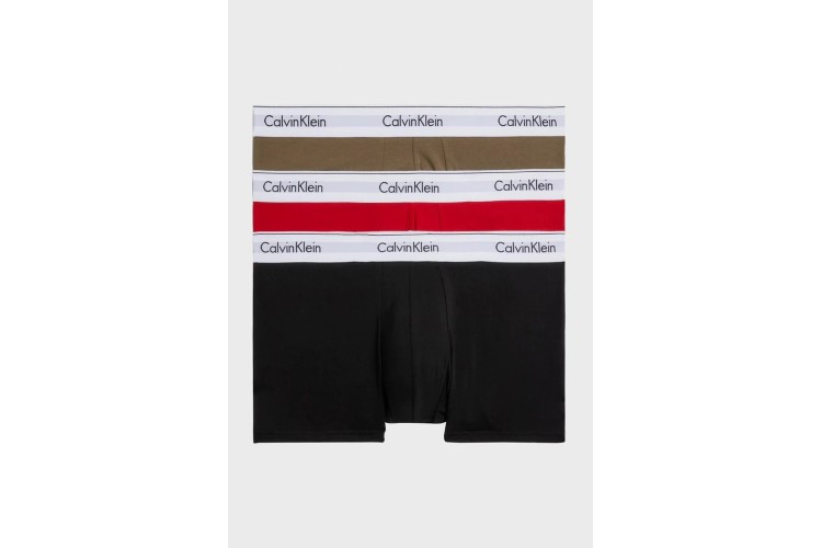 Calvin Klein Modern Cotton Stretch Trunks - PusBerry/GryOlive/Black