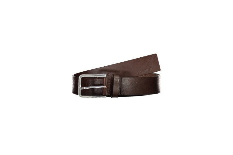 Calvin Klein Warmth Oil Grain Leather Belt - Dark Brown