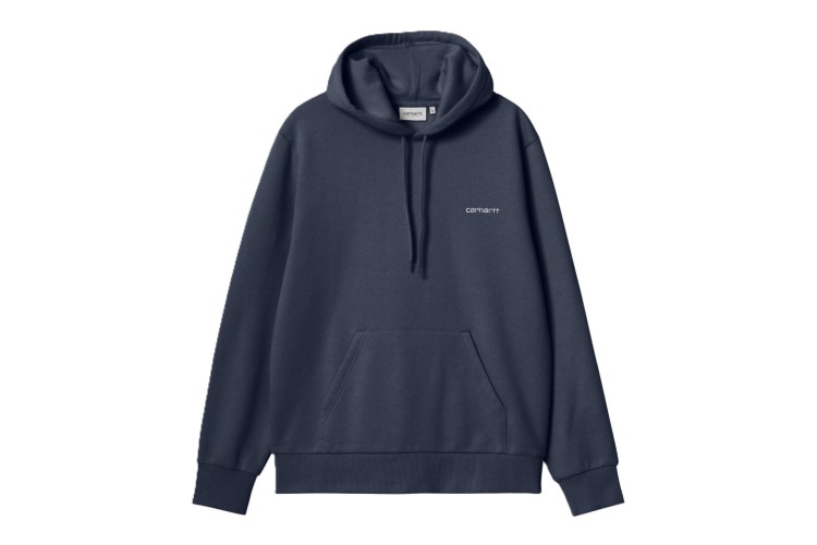Carhartt WIP Script Embroidery Hooded Sweat - Airforce Blue / White