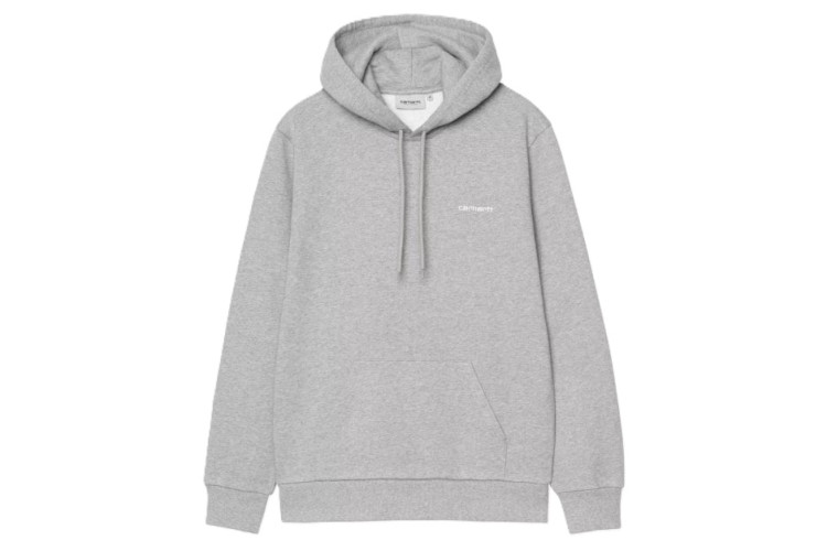 Carhartt WIP Script Emb Hooded Sweat - Grey Heather/White