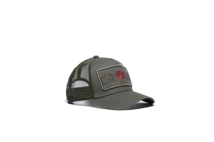 Christian Rose 019 [ICONIC II] Red Rose Plate Cap - Olive/Red