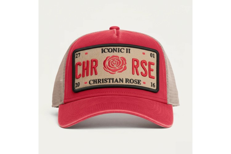 Christian Rose Iconic II Plate Cap - Red/Cream/Red