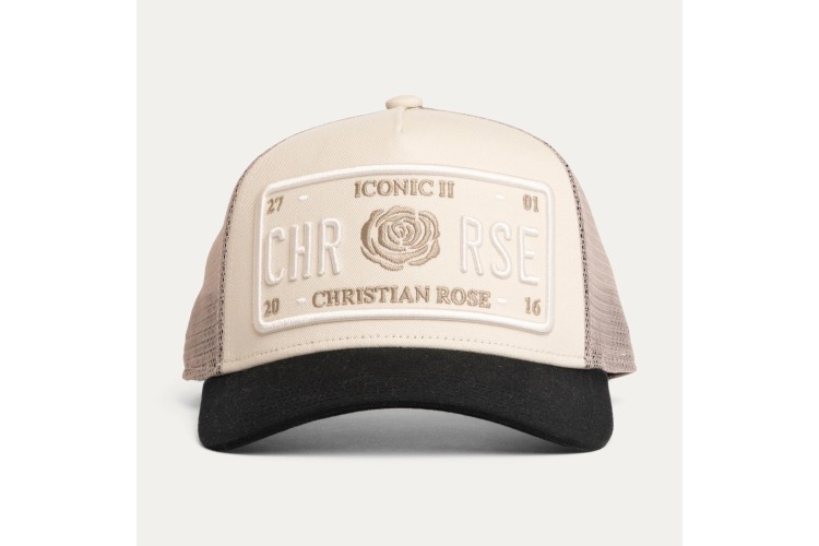 Christian Rose Iconic II Plate Cap -Off White / Taupe / Black