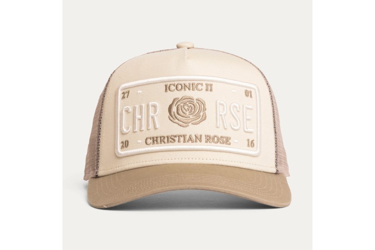 Christian Rose Iconic II Plate Cap -Off White / Taupe / Sand