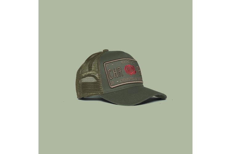 Christian Rose Iconic II Red Rose Cap - Olive Green