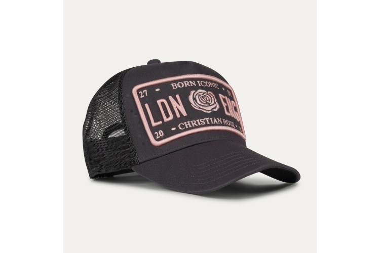 Christian Rose Iconic Plate Cap - Grey/Pink