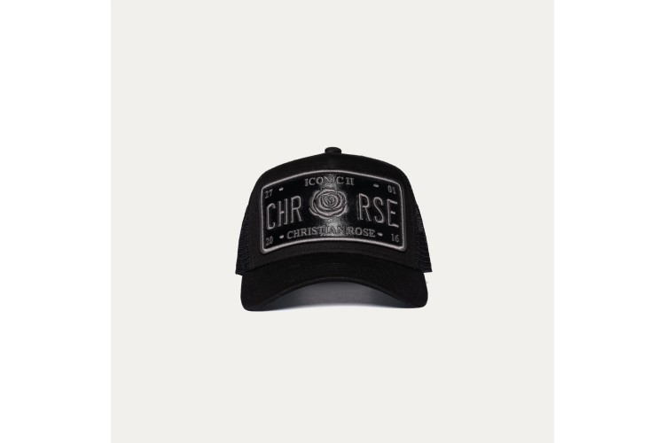 Christian Rose Vinyl Plate Cap - Black