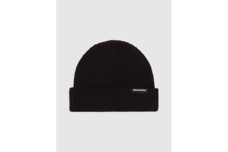 Dickies Woodworth Beanie – Black Classic Ribbed Knit Beanie