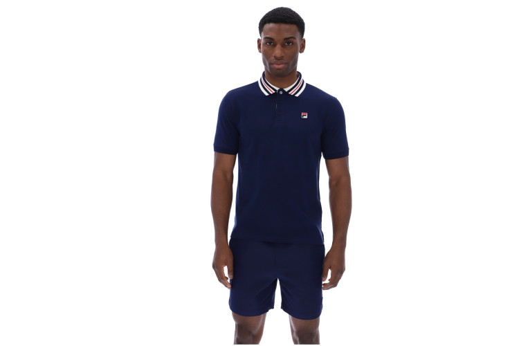 Fila Achille Three Button Heritage Tape Basic Polo - Fila Navy