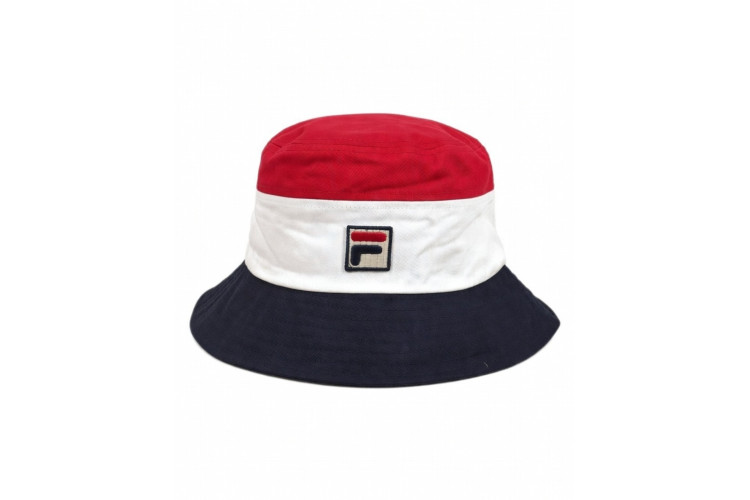 Fila Marco Tri-Colour Bucket Hat with Heritage Logo - Fila Red/Gardenia/Fila Navy