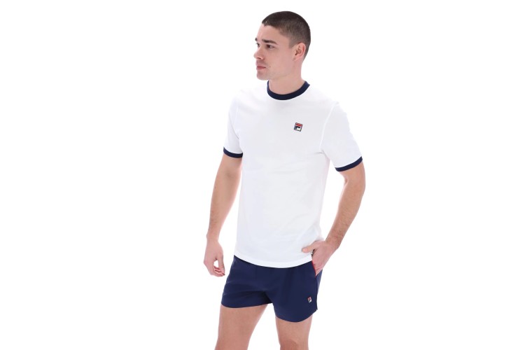 Fila Marconi Essential Ringer T-Shirt - White/Fila Navy