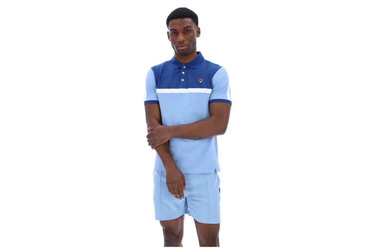 Fila Mattia Contrast Panel Polo - Frozen Fjord/Limoges/White