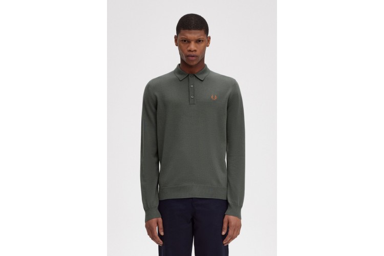 Fred Perry K4535 Classic Knitted L/S Shirt - Field Green