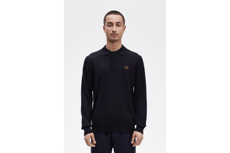 Fred Perry K4535 Classic Knitted L/S Shirt - Navy