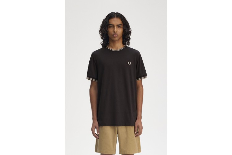 Fred Perry M1588 T-Shirt - Anchor Grey/Oatmeal