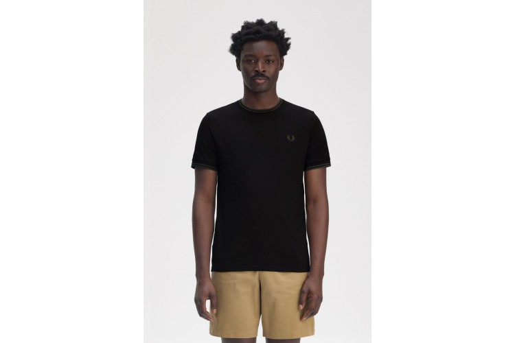 Fred Perry M1588 T-Shirt - Black/Court Green