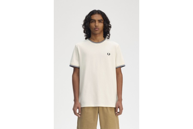 Fred Perry M1588 T-Shirt - Ecru/Tennis Blue
