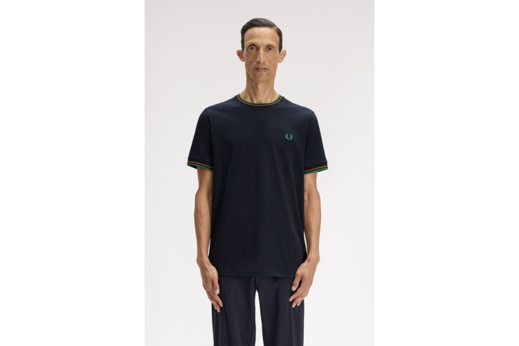 Fred Perry M1588 T-Shirt - Navy/DarkCaramel/Sport Green