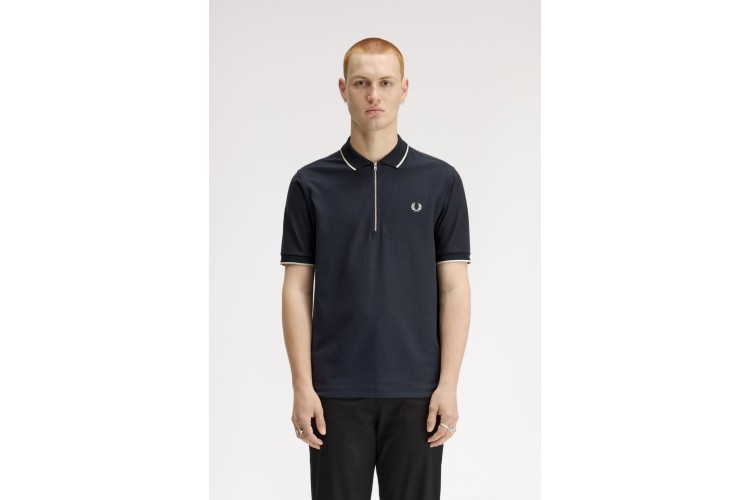 Fred Perry M2383 Crepe Pique Polo Shirt - Navy