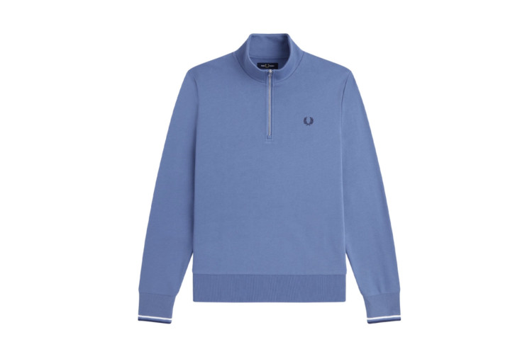 Fred Perry M3574 Half Zip Sweatshirt - AceBlue/SnowWhite/TennisBlue