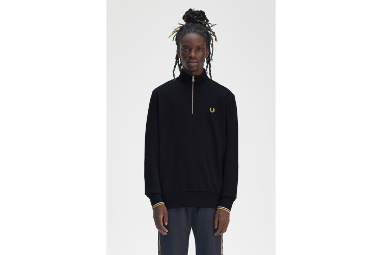 Fred Perry M3574 Half Zip Sweatshirt - Navy/Ecru/HoneyComb
